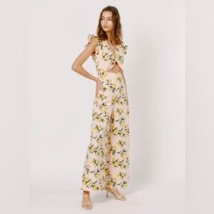 Moodie Brand Pink Lemon Floral Jumpsuit